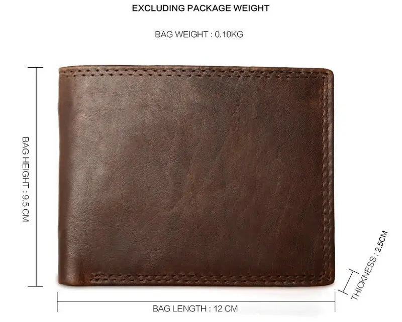 Cartera FoxDrop™ de piel de vacuno para hombre con monedero, estilo vintage, de piel auténtica marrón, con tarjetero.