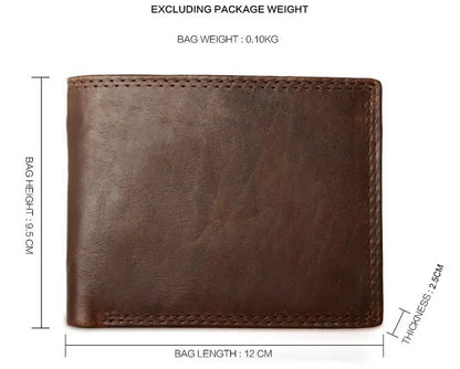 Cartera FoxDrop™ de piel de vacuno para hombre con monedero, estilo vintage, de piel auténtica marrón, con tarjetero.