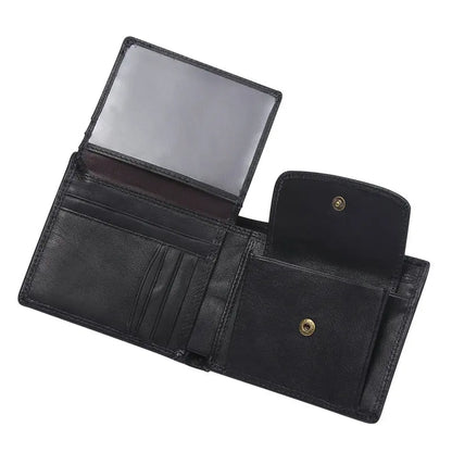 Cartera FoxDrop™ de piel de vacuno para hombre con monedero, estilo vintage, de piel auténtica marrón, con tarjetero.