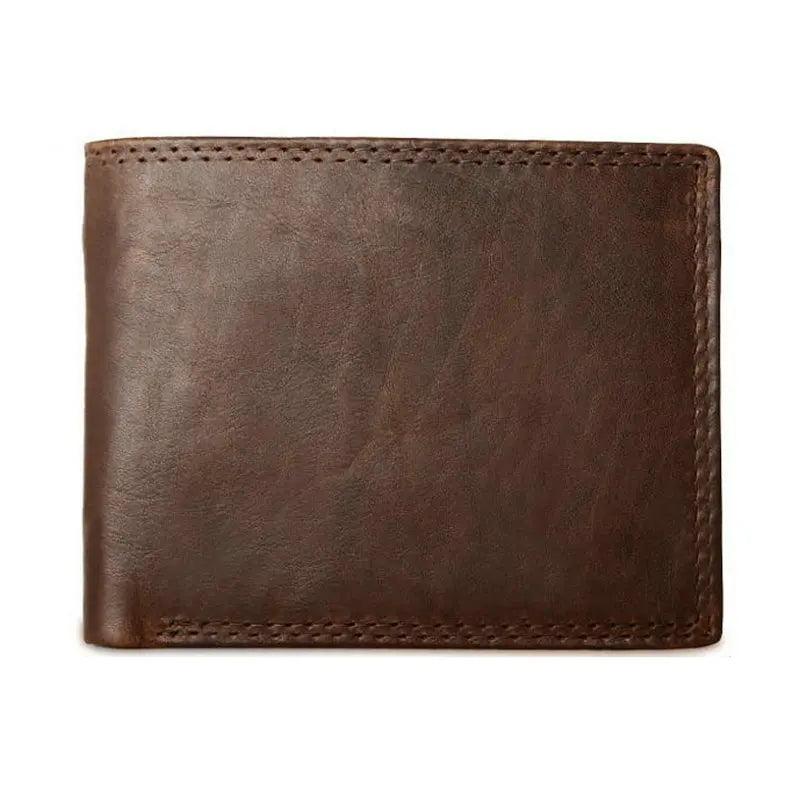 Cartera FoxDrop™ de piel de vacuno para hombre con monedero, estilo vintage, de piel auténtica marrón, con tarjetero.