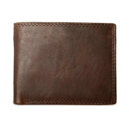 Cartera FoxDrop™ de piel de vacuno para hombre con monedero, estilo vintage, de piel auténtica marrón, con tarjetero.