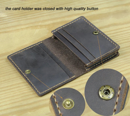 FoxDrop™ Portefeuilles de cartes en cuir véritable de luxe pour hommes, porte-cartes de crédit pour femmes, porte-cartes et pièces d'identité, organisateur pour hommes, porte-cartes de visite