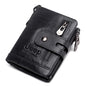 Monedero FoxDrop™ 100% de piel auténtica para hombre, tarjetero pequeño, cartera con cadena, cartera de bolsillo para hombre, calidad