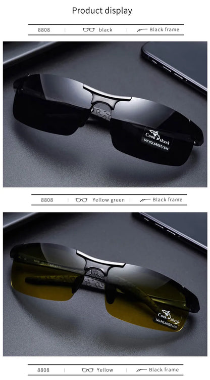 FoxDrop™ Cook Shark's new aluminum magnesium sunglasses men's sunglasses HD polarized driving drivers color glasses tide