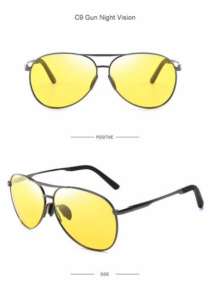 FoxDrop™ Aviation Metail Frame Polarized Sunglasses Men Color Changing Sun Glasses  Pilot Male Day Night Vision Driving