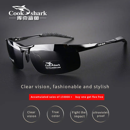 FoxDrop™ Cook Shark's new aluminum magnesium sunglasses men's sunglasses HD polarized driving drivers color glasses tide