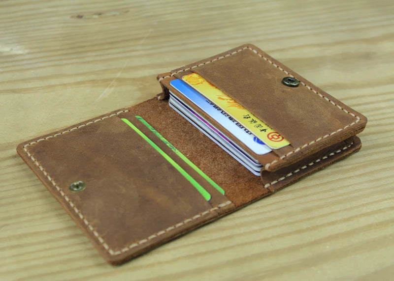 FoxDrop™ Portefeuilles de cartes en cuir véritable de luxe pour hommes, porte-cartes de crédit pour femmes, porte-cartes et pièces d'identité, organisateur pour hommes, porte-cartes de visite