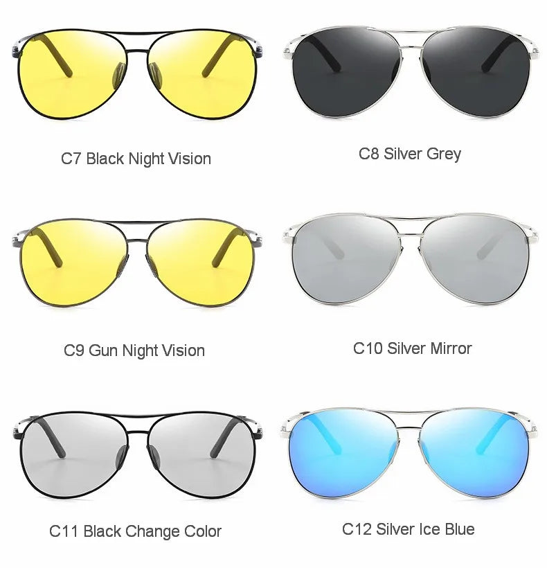 FoxDrop™ Aviation Metail Frame Polarized Sunglasses Men Color Changing Sun Glasses  Pilot Male Day Night Vision Driving