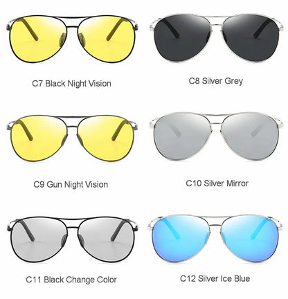 FoxDrop™ Aviation Metail Frame Polarized Sunglasses Men Color Changing Sun Glasses  Pilot Male Day Night Vision Driving