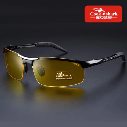FoxDrop™ Cook Shark's new aluminum magnesium sunglasses men's sunglasses HD polarized driving drivers color glasses tide