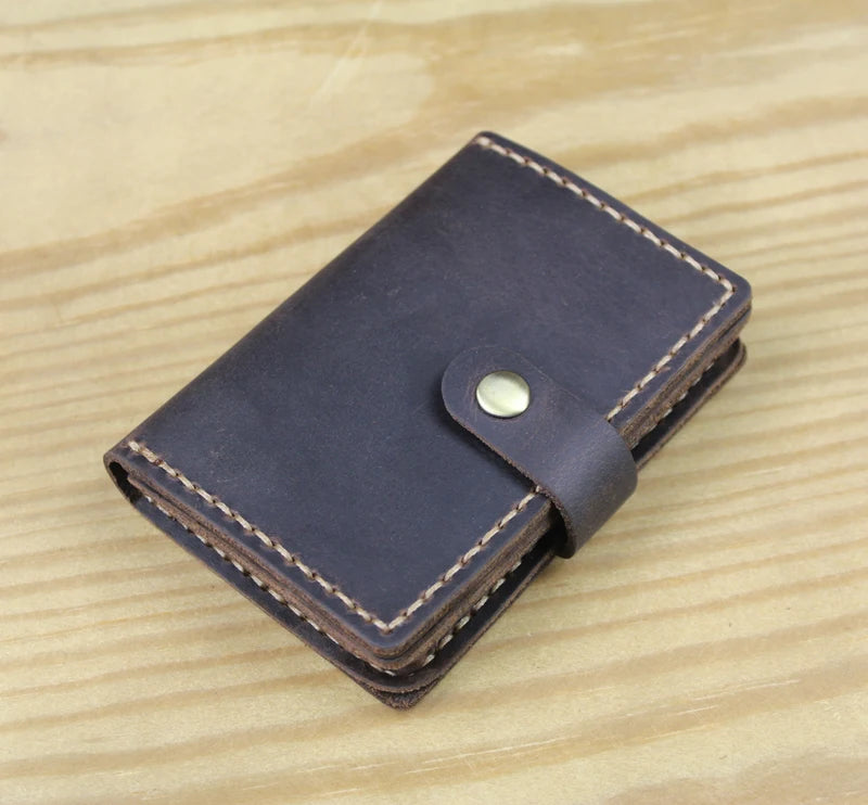 FoxDrop™ Portefeuilles de cartes en cuir véritable de luxe pour hommes, porte-cartes de crédit pour femmes, porte-cartes et pièces d'identité, organisateur pour hommes, porte-cartes de visite