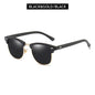Lunettes de soleil polarisées classiques FoxDrop™ à demi-monture pour hommes et femmes, style rétro, rivets, petites lunettes de soleil pour hommes, populaires, noires, antireflets, pour voyage