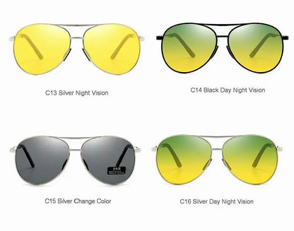 FoxDrop™ Aviation Metail Frame Polarized Sunglasses Men Color Changing Sun Glasses  Pilot Male Day Night Vision Driving