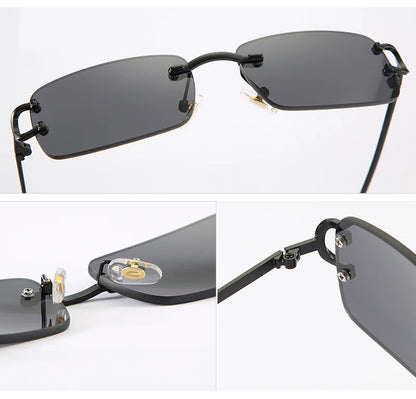 FoxDrop™ Kachawoo lunettes de soleil rectangulaires rétro sans monture homme femme uv400 petites lunettes de soleil mode bleu rose or métal cadeaux d'anniversaire