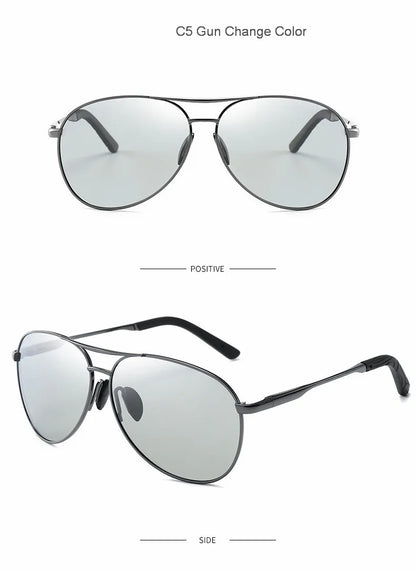 FoxDrop™ Aviation Metail Frame Polarized Sunglasses Men Color Changing Sun Glasses  Pilot Male Day Night Vision Driving