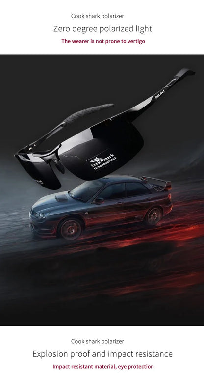 FoxDrop™ Cook Shark's new aluminum magnesium sunglasses men's sunglasses HD polarized driving drivers color glasses tide