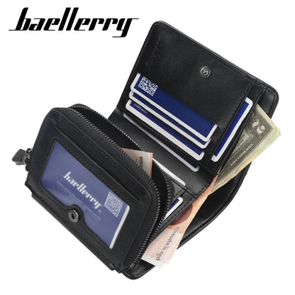 Portefeuilles FoxDrop™ en cuir pour hommes, nouveaux, de haute qualité, fermeture éclair, design court, porte-cartes, porte-monnaie vintage, porte-monnaie pour hommes