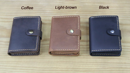 FoxDrop™ Portefeuilles de cartes en cuir véritable de luxe pour hommes, porte-cartes de crédit pour femmes, porte-cartes et pièces d'identité, organisateur pour hommes, porte-cartes de visite