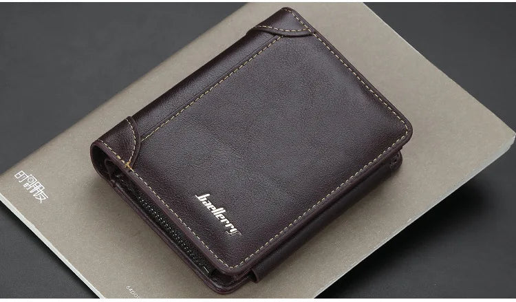 Portefeuilles FoxDrop™ en cuir pour hommes, nouveaux, de haute qualité, fermeture éclair, design court, porte-cartes, porte-monnaie vintage, porte-monnaie pour hommes