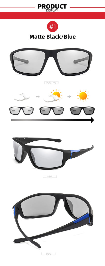 FoxDrop™ VIVIBEE Men Photochromic Sunglasses Black Sports Goggles Women Color Changing Polarized Driving 2025 Discoloration Sun Glasses