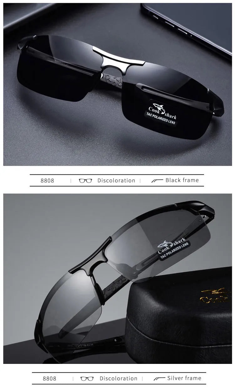 FoxDrop™ Cook Shark's new aluminum magnesium sunglasses men's sunglasses HD polarized driving drivers color glasses tide