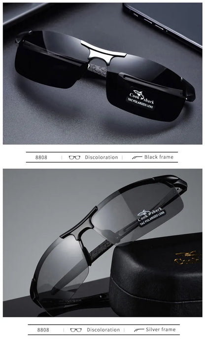 FoxDrop™ Cook Shark's new aluminum magnesium sunglasses men's sunglasses HD polarized driving drivers color glasses tide
