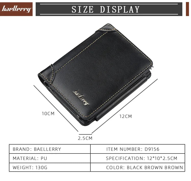 Portefeuilles FoxDrop™ en cuir pour hommes, nouveaux, de haute qualité, fermeture éclair, design court, porte-cartes, porte-monnaie vintage, porte-monnaie pour hommes