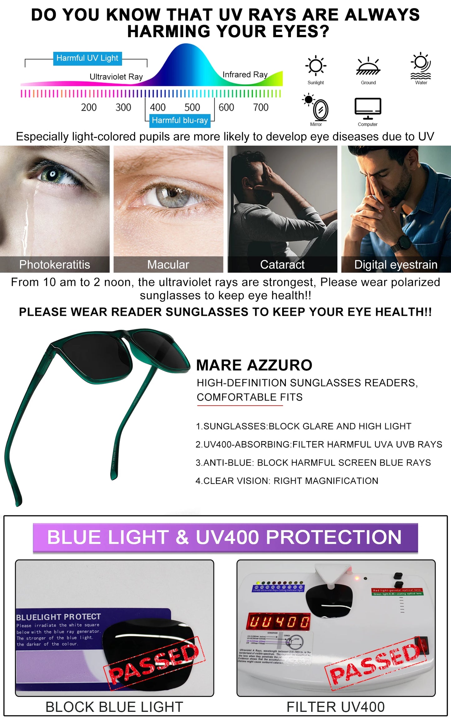FoxDrop™ Reading Sunglasses Men Outdoor High Guality Large Reader Sunglasses Brand Design Sun Reading Glasses 0.5 1 1.5 1.75 2 2.5 2.75 3