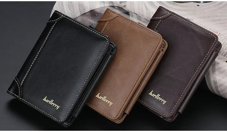 Portefeuilles FoxDrop™ en cuir pour hommes, nouveaux, de haute qualité, fermeture éclair, design court, porte-cartes, porte-monnaie vintage, porte-monnaie pour hommes