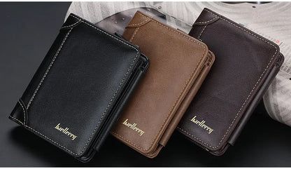Portefeuilles FoxDrop™ en cuir pour hommes, nouveaux, de haute qualité, fermeture éclair, design court, porte-cartes, porte-monnaie vintage, porte-monnaie pour hommes