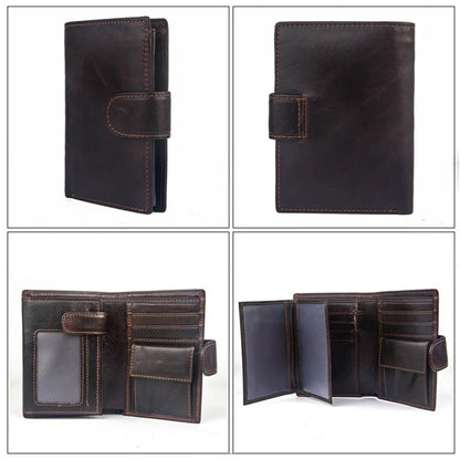 FoxDrop™ 2022 - Carteras de cuero para hombre, de piel de vaca auténtica, con 14 tarjeteros, monedero corto de alta calidad, reutilizables.