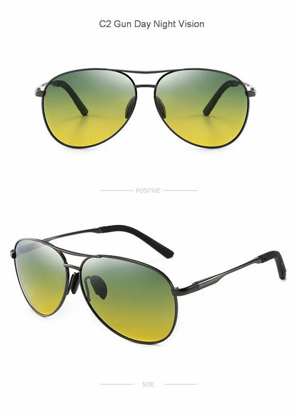 FoxDrop™ Aviation Metail Frame Polarized Sunglasses Men Color Changing Sun Glasses  Pilot Male Day Night Vision Driving
