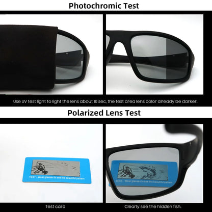 FoxDrop™ VIVIBEE Men Photochromic Sunglasses Black Sports Goggles Women Color Changing Polarized Driving 2025 Discoloration Sun Glasses