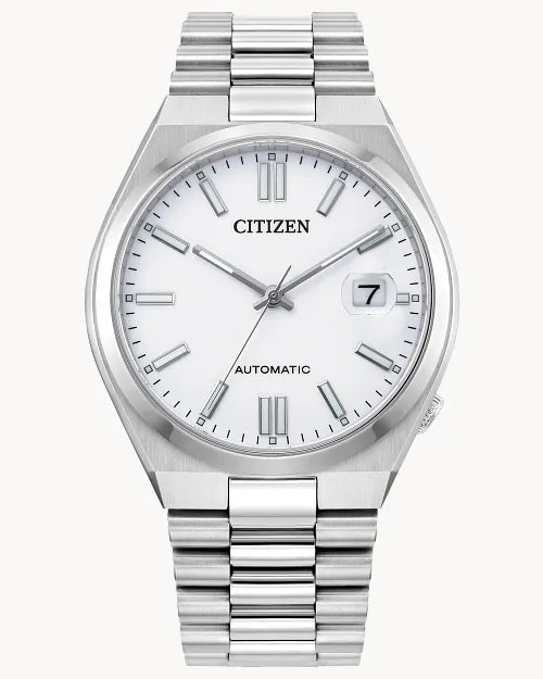 Montre Citizen Tsuyosa automatique pour homme, cadran blanc, article n° NJ0150-56A