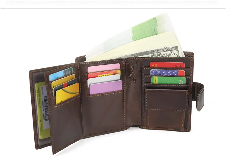 Portefeuille FoxDrop™ pour homme, nouveau, en cuir de vache véritable, porte-monnaie, pochette, moraillon, ouvert, qualité supérieure, style rétro, court