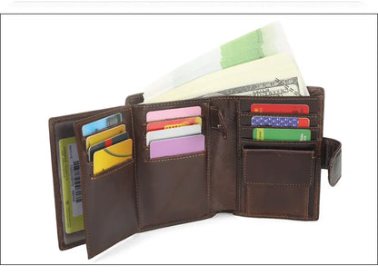 Portefeuille FoxDrop™ pour homme, nouveau, en cuir de vache véritable, porte-monnaie, pochette, moraillon, ouvert, qualité supérieure, style rétro, court