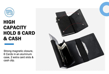 Portefeuille intelligent Airtag en cuir de vache FoxDrop™ CASEKEY pour homme, RFID Crazy Horse, fermeture magnétique en cuir de qualité supérieure, porte-cartes de crédit Airtag Pop-Up