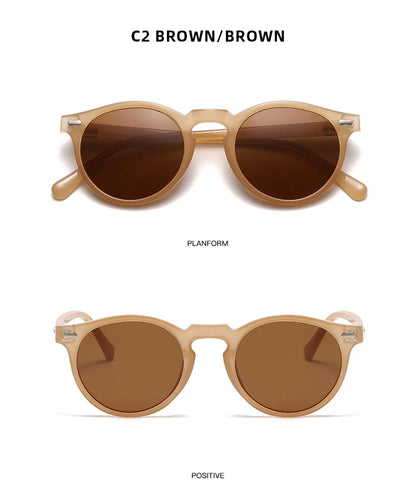 FoxDrop™ Retro Round Sunglasses Men Women Fashion Small Polarized Sun Glasses For Male Female Literary Vintage Shades Driving Eyeglasses