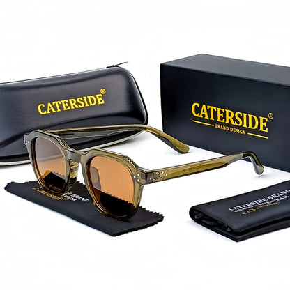 FoxDrop™ CATERSIDE Retro Polarized Sunglasses Men Ultralight TR90 Frame Polygon Women Sun Glasses Outdoor High Quality Travel  Eyewear