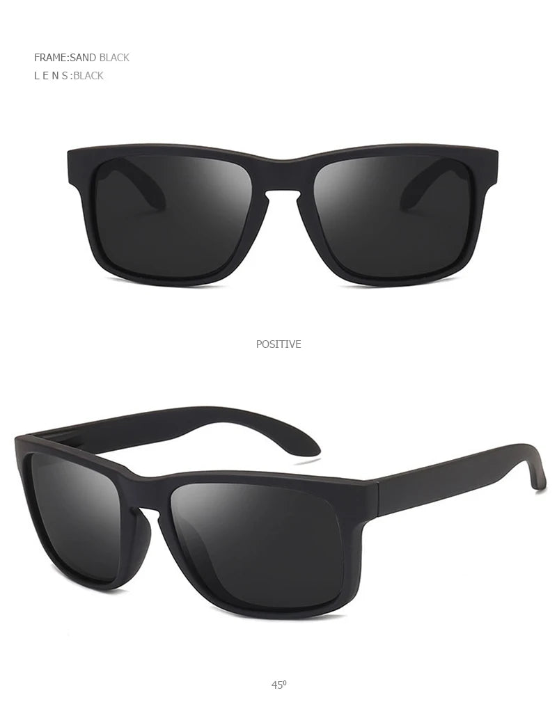 FoxDrop™ Classic Fashion Square Polarized Sunglasses Men Vintage Plastic Male Sun Glasses Women Stylish Black Outdoor Sports Shades UV400