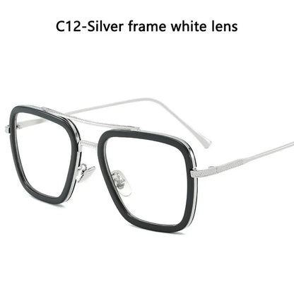 FoxDrop™ Steam Punk Tony Stark Sunglasses Men Women Fashion Square Driving Glasses Unisex Metal Frame Trendy Shades Oculos De Sol