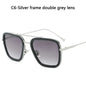 FoxDrop™ Steam Punk Tony Stark Sunglasses Men Women Fashion Square Driving Glasses Unisex Metal Frame Trendy Shades Oculos De Sol
