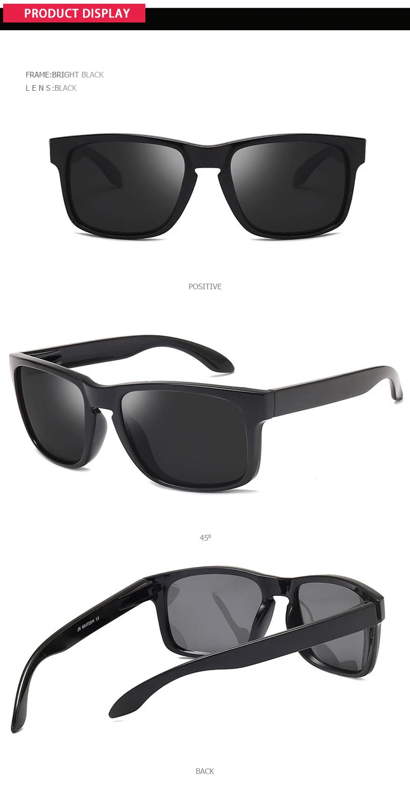 FoxDrop™ Classic Fashion Square Polarized Sunglasses Men Vintage Plastic Male Sun Glasses Women Stylish Black Outdoor Sports Shades UV400