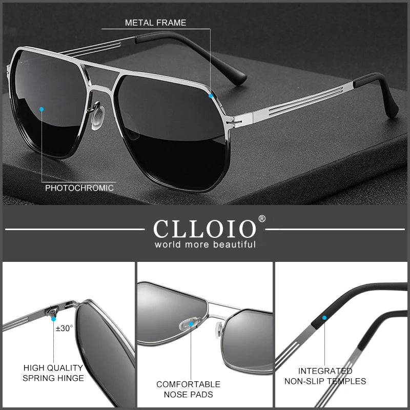 FoxDrop™ CLLOIO Fashion High Quality Photochromic Sunglasses Men Women Polarized Sun Glasses Chameleon Anti-glare Driving Oculos de sol