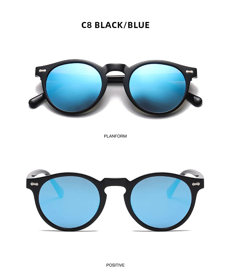 FoxDrop™ Retro Round Sunglasses Men Women Fashion Small Polarized Sun Glasses For Male Female Literary Vintage Shades Driving Eyeglasses
