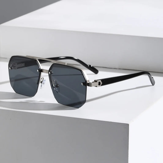 FoxDrop™ Fashion Sunglasses for Men Women HD UV400 Driving Pilot Sun Glasses Half Frame Polarized Mirror Goggles lunettes de soleil homme