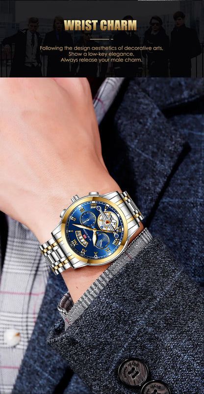 FoxDrop™ Top Brand Mens Luxury Watch Stainless Steel Luminescence Clock Casual Chic 3Bar Waterproof Outdoor Sport Watch
