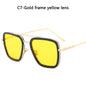FoxDrop™ Steam Punk Tony Stark Sunglasses Men Women Fashion Square Driving Glasses Unisex Metal Frame Trendy Shades Oculos De Sol
