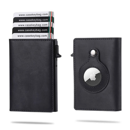 Portefeuille intelligent Airtag en cuir de vache FoxDrop™ CASEKEY pour homme, RFID Crazy Horse, fermeture magnétique en cuir de qualité supérieure, porte-cartes de crédit Airtag Pop-Up