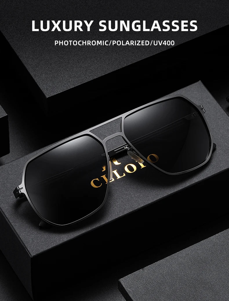 FoxDrop™ CLLOIO Fashion High Quality Photochromic Sunglasses Men Women Polarized Sun Glasses Chameleon Anti-glare Driving Oculos de sol